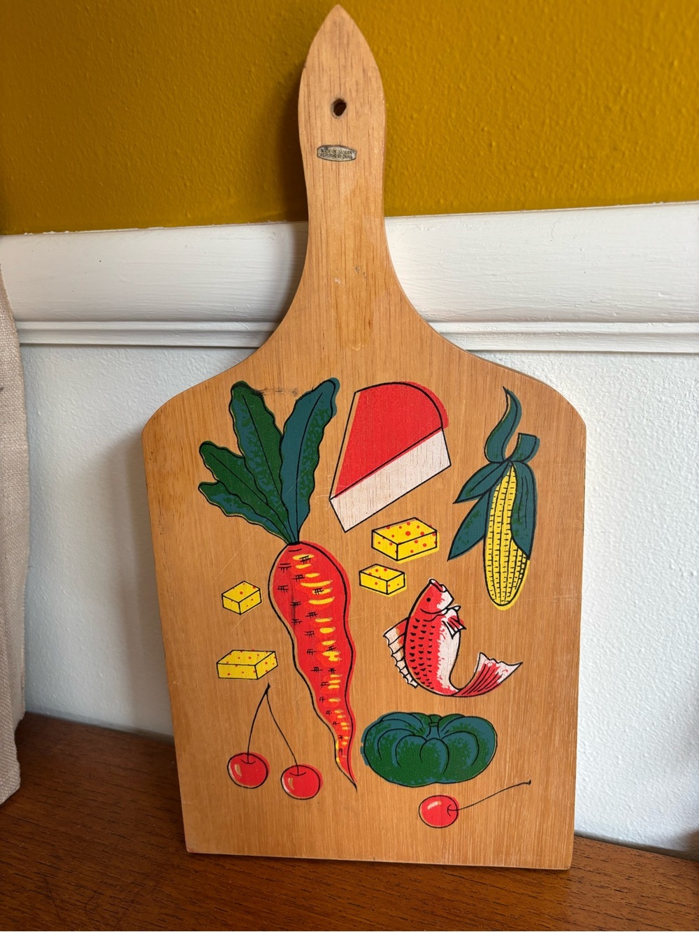 1970s colorful food motif cutting board wall decor